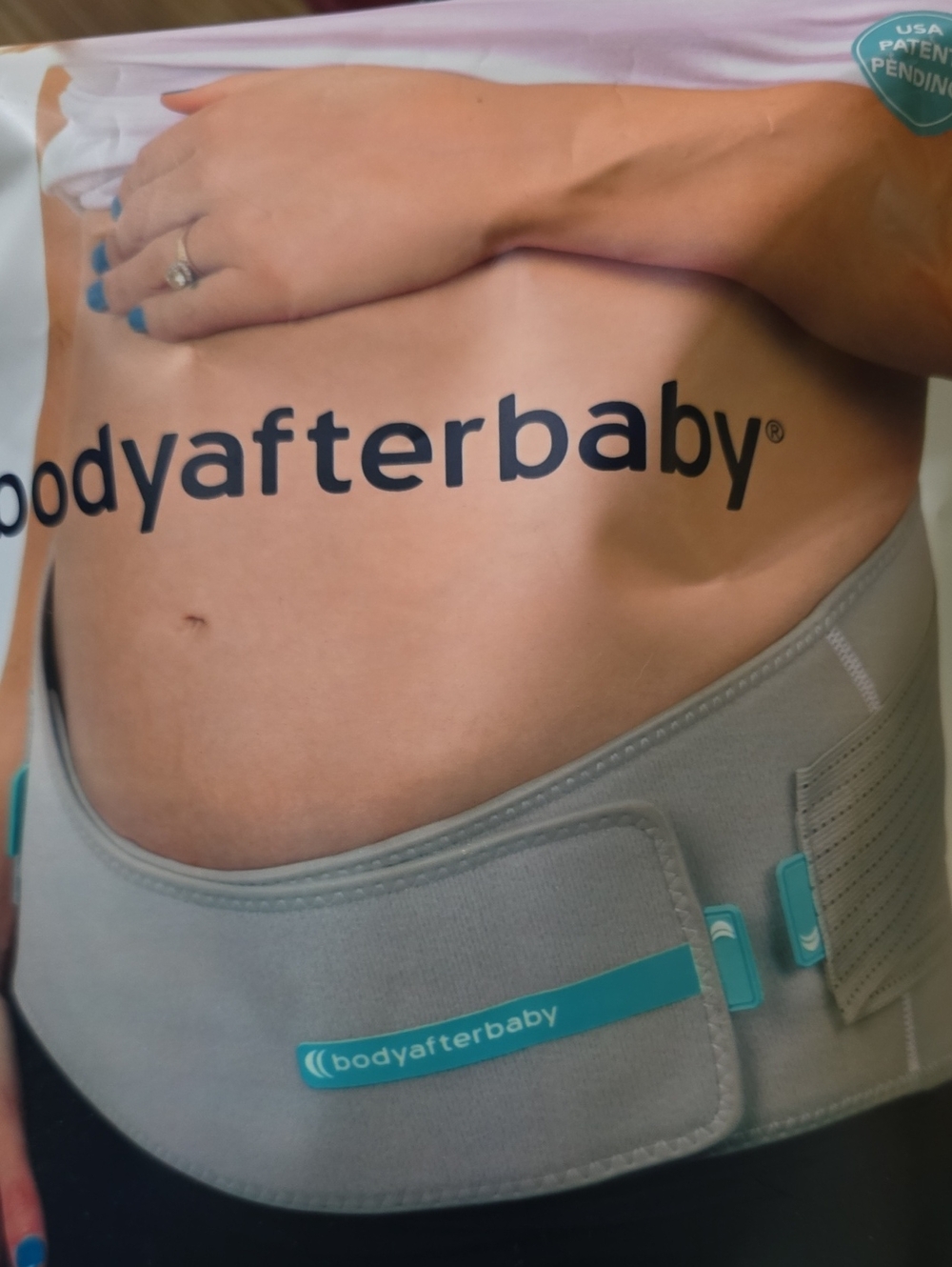 Body After Baby Gray Postpartum Support Belt with Teal Accents